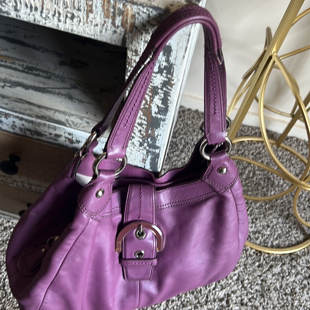 Coach Purple Leather Satchel - Picture 3 of 16